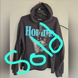 Homme Femme Twisted Fingers Men's Hoodie Size 3XL - Blue and Pink Print